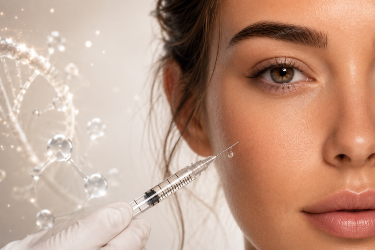 التجميل الطبيعي | المعيار الجديد للجمال في 2026 حقن محفزات الكولاجين ابر السكن بوستر